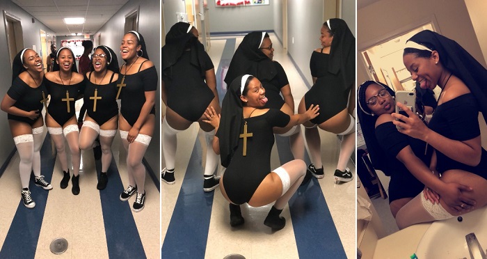Controversial Photos Of Ladies Dressed As Sexy Catholic Nuns For Halloween