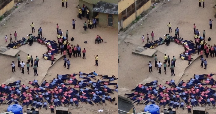 See Photo Of Kings College, Lagos Students Being Punished Like Animals.
