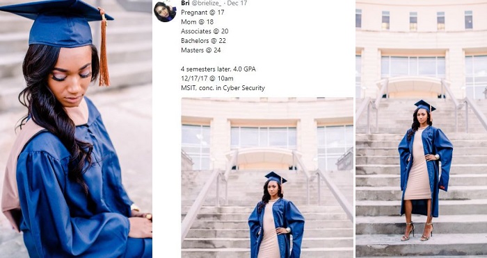 Lady Who Got Pregnant At 17 Defies All Odds To Get Her Masters Degree At 24 With A 4.0 CGPA.