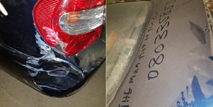 man bashed car