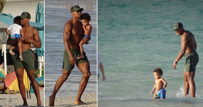 Boxer, Anthony Joshua Hits The Beach In Dubai With His Secret Son. (Photos)