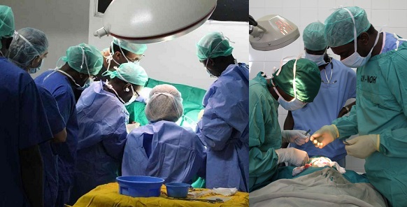Doctors perform brain surgery