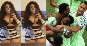 Moyo Lawal celebrates Super Eagles