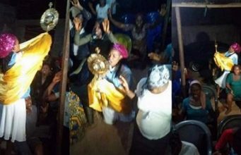 Female evangelist lifting
