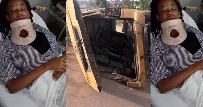 Mother narrowly escapes death after jumping out of a commercial bus just as it was about to somersault on Otedola bridge (Photos)