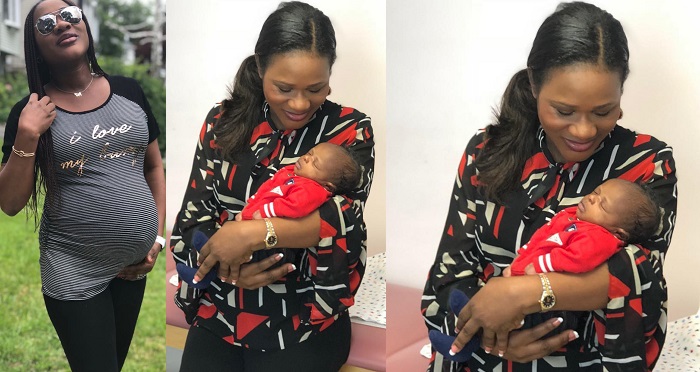 Sunmbo Adeoye shares first photo with her newborn son on social media
