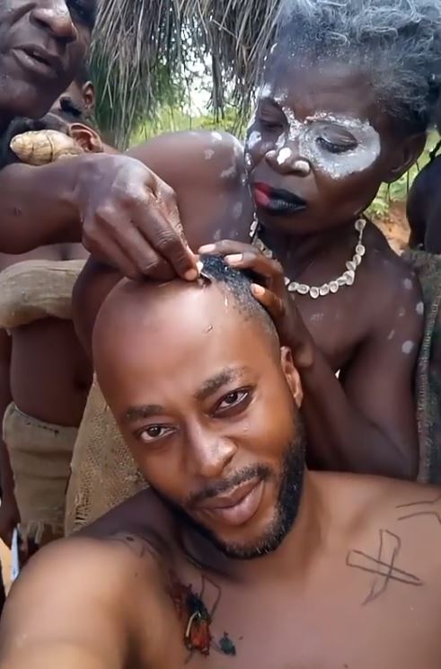Benson Okonkwo shaves