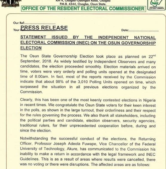 Osun governorship election re-run