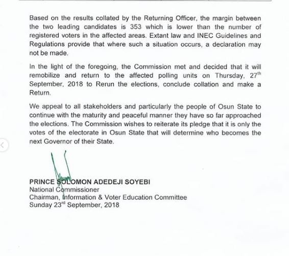 Osun governorship election re-run