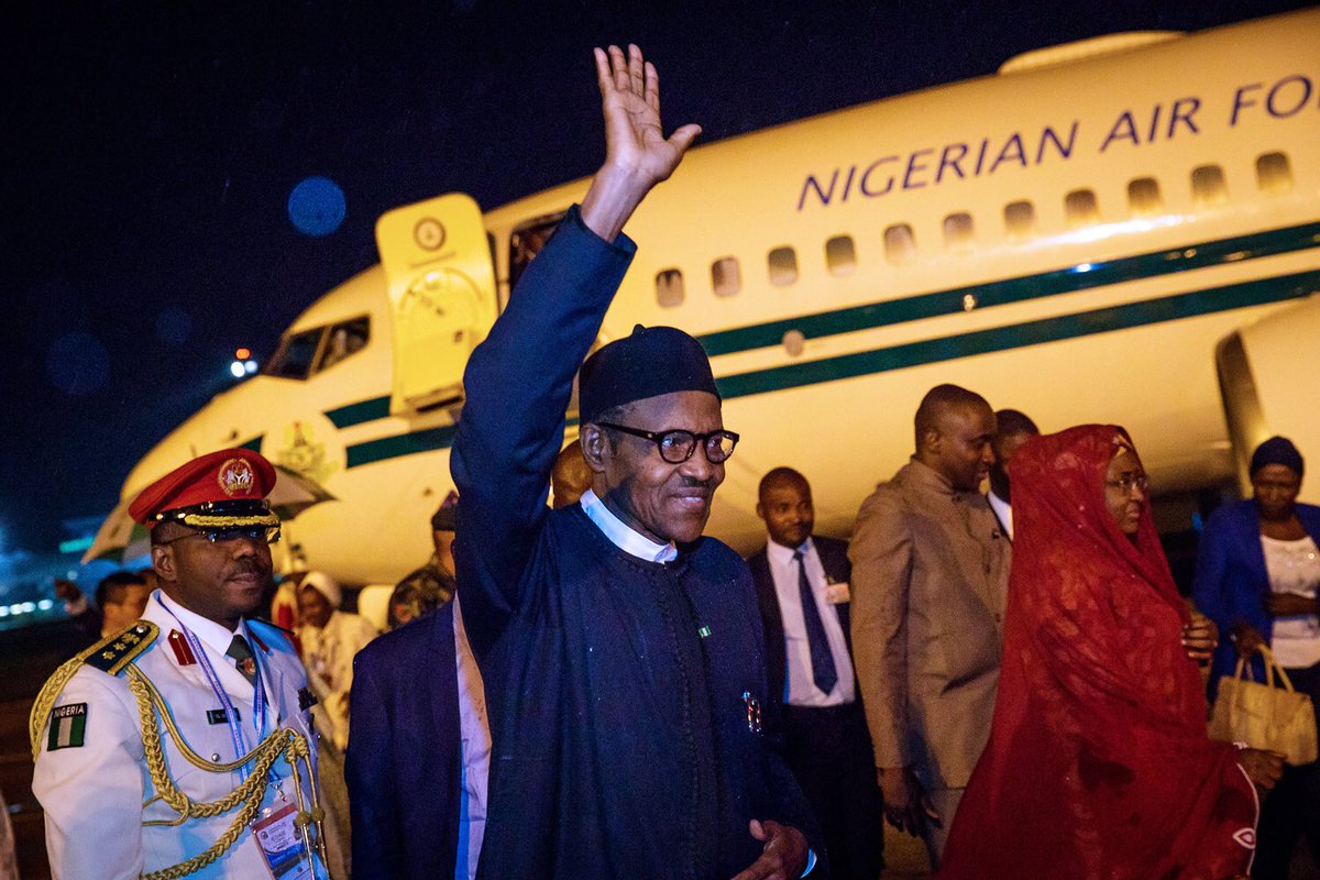 Pres Buhari arrives Nigeria