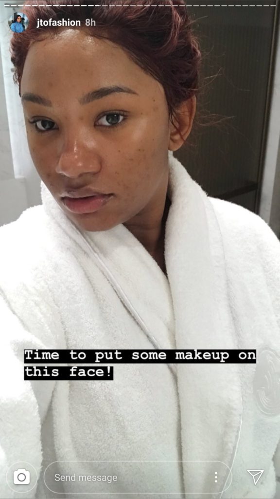 Before and After makeup photos of Temi Otedola 