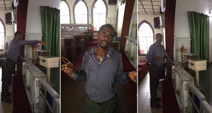 man caught red handed steal tithe box