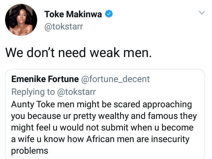 Toke Makinwa says