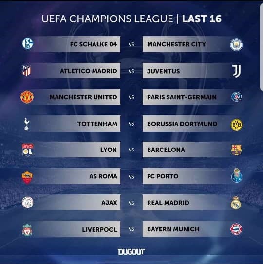 Champions League last 16 draw
