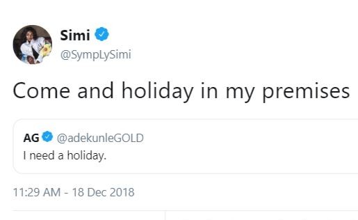 Simi tells Adekunle Gold