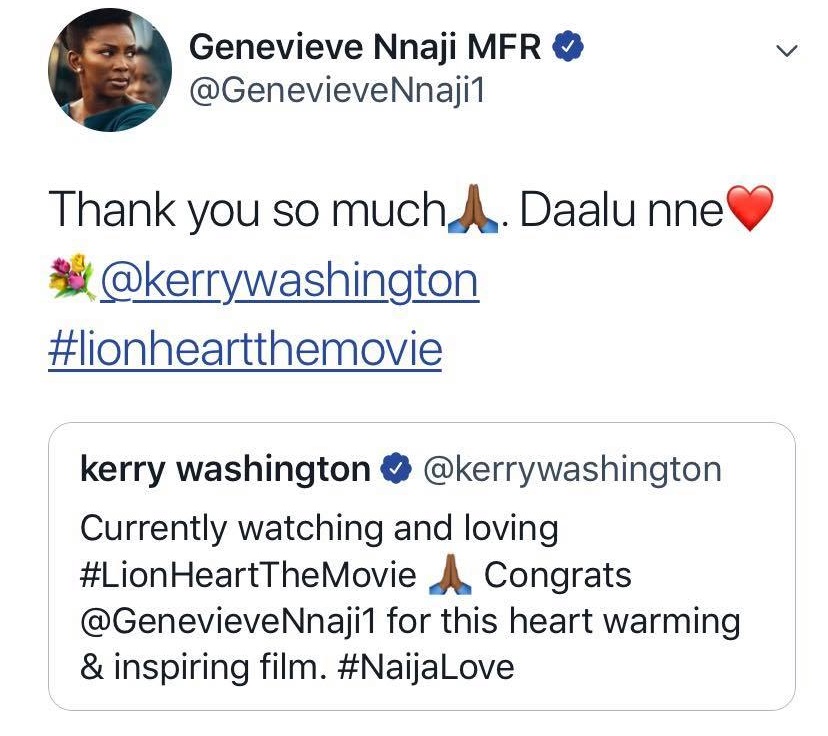 Keri Washington congratulates Genevieve Nnaji