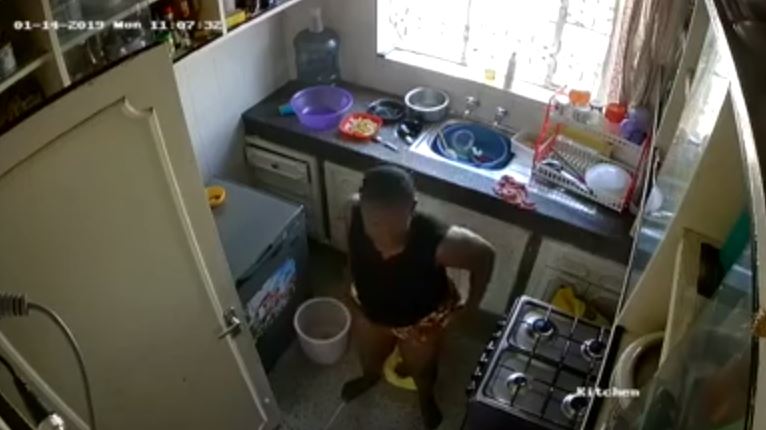 CCTV catches housemaid defecating