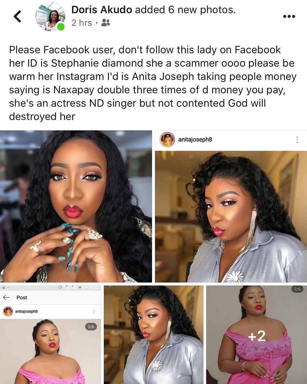 Anita Joseph exposes Facebook scammer