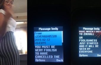 Lady shares messages sent to her by a Taxify driver