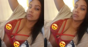 Lola Omotayo Okoye shares photo of herself in a red bra