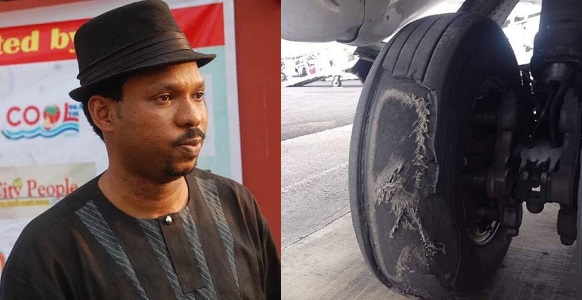 Alariwo of Africa shares poor state of a commercial plane's tyre