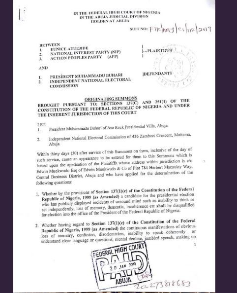 Opposition parties file lawsuit