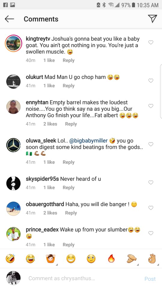 Nigerians storm Jarrel Miller's IG page