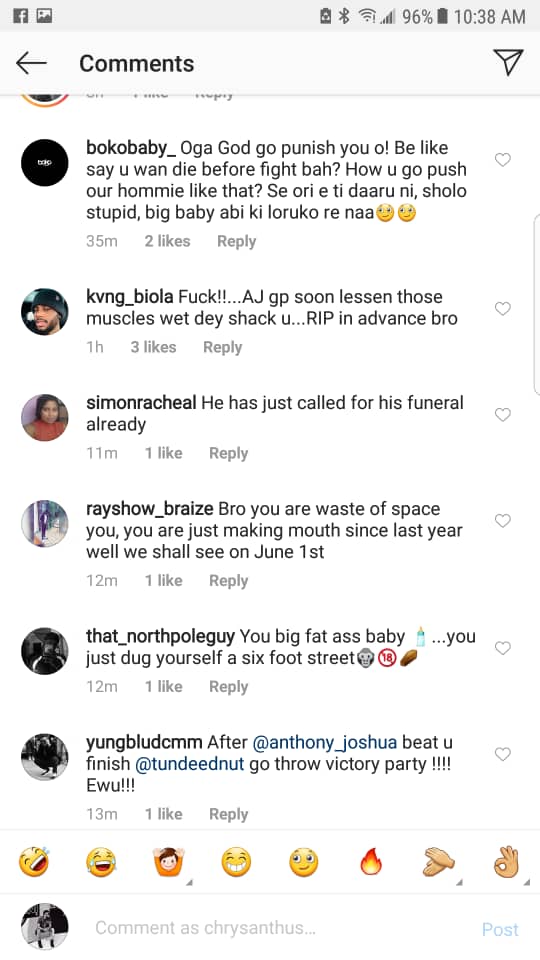 Nigerians storm Jarrel Miller's IG page