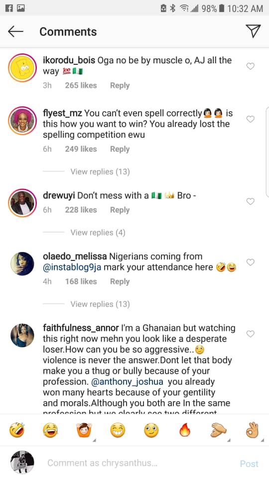 Nigerians storm Jarrel Miller's IG page