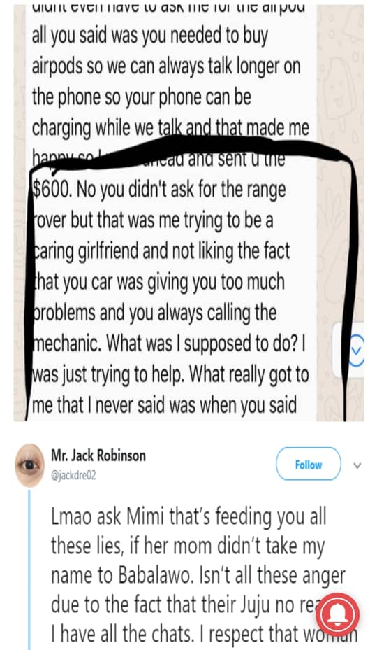 Nigerian woman accuses her boyfriend of using jazz on her