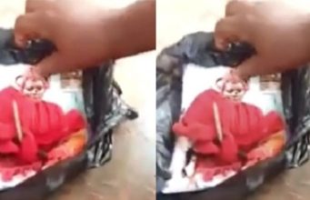 Nigerian lady finds her picture pinned with nails and juju