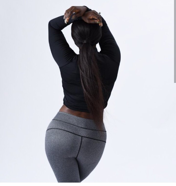 Mercy Johnson show off hourglass figure in workout clothes