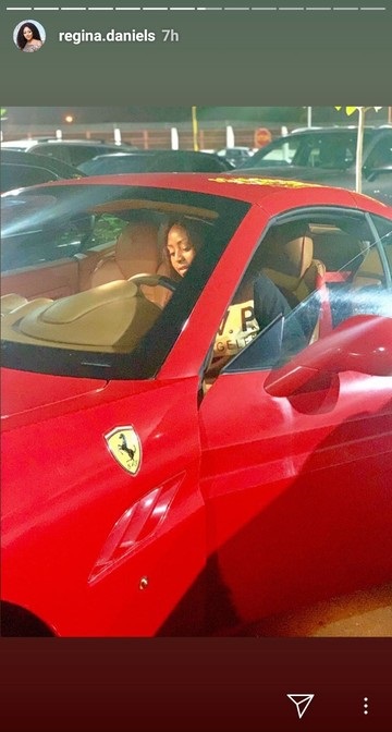 Regina Daniels drives Ferrari