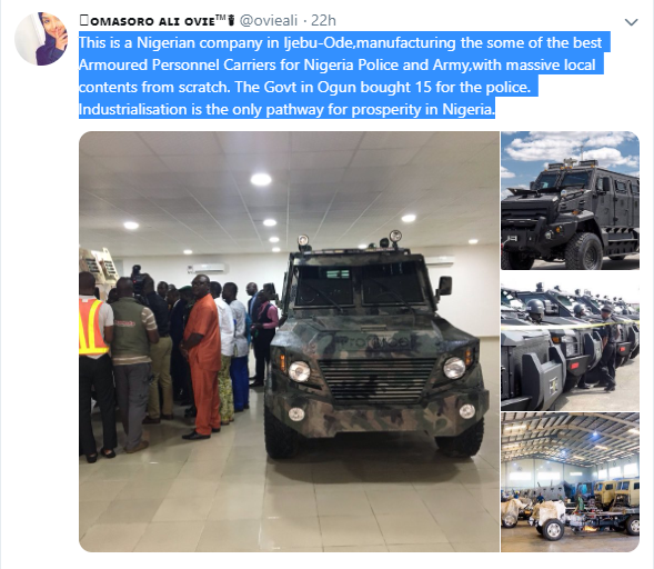 Nigerian company manufacturing armoured vehicles