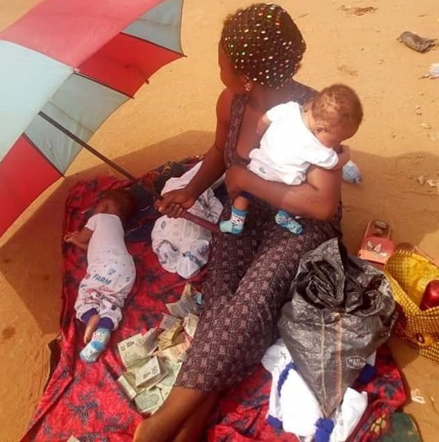 newborn triplets spotted begging