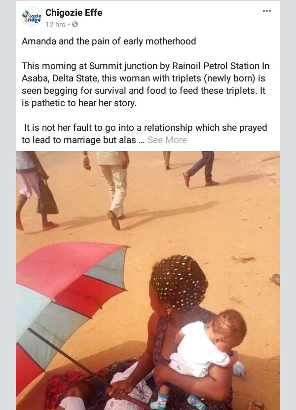 newborn triplets spotted begging