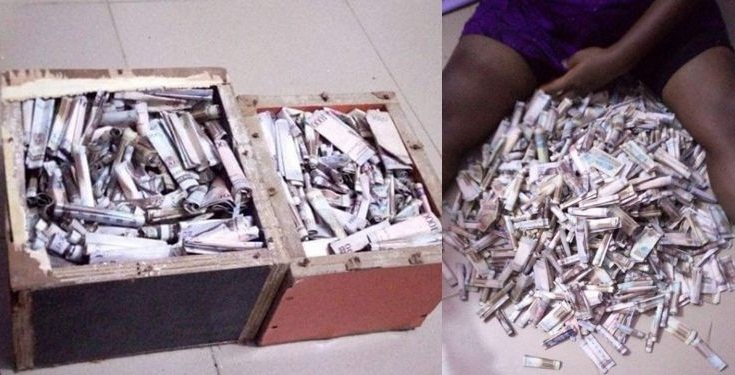 Nigerian woman reportedly saves One million Naira in her piggy bank (Photos)