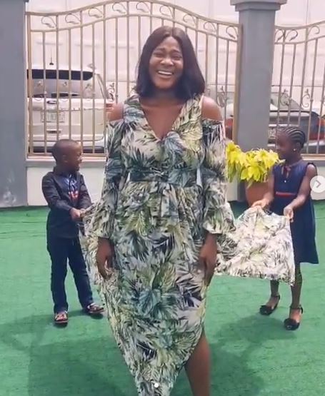Cute video of Mercy Johnson & her kids as they celebrate with her on ...