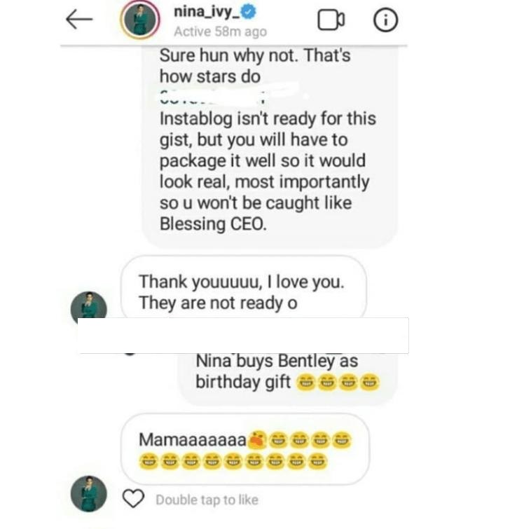 BBNaija Nina's DM leaks