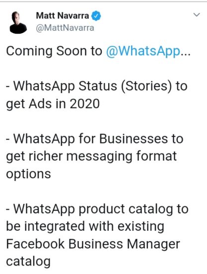Whatsapp confirms status ads