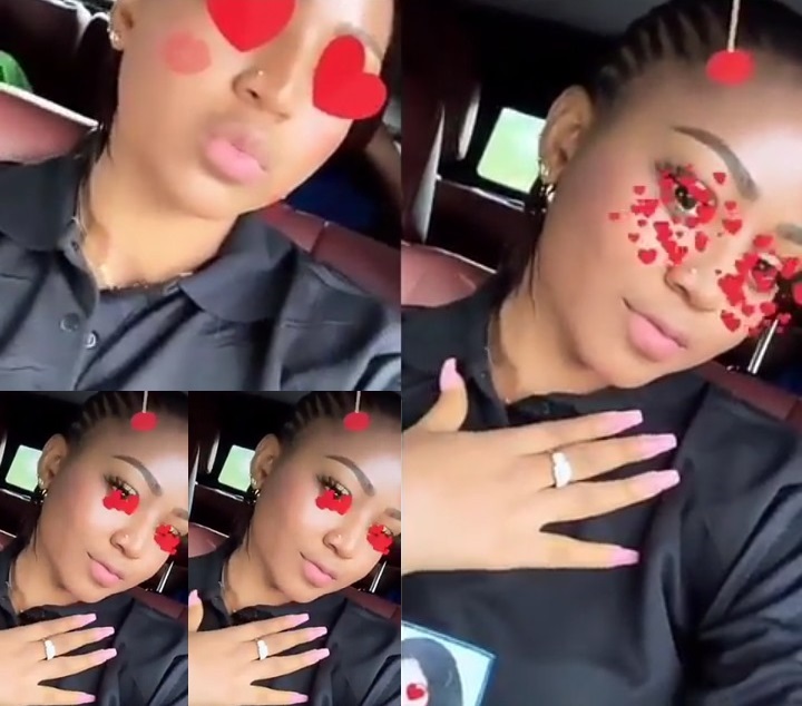 Regina Daniels flaunts engagement ring
