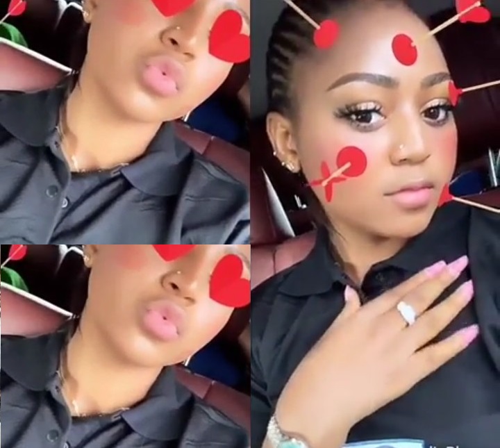 Regina Daniels flaunts engagement ring