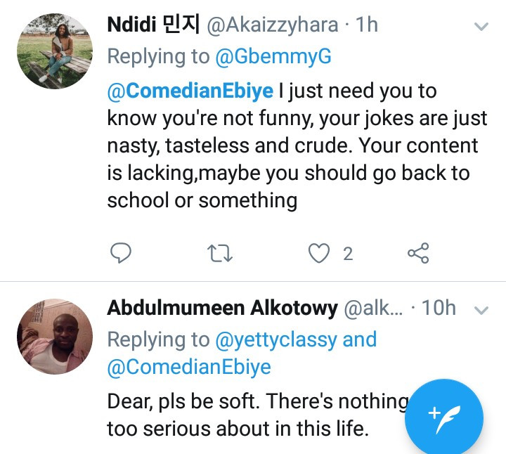 Comedian Ebiye dragged