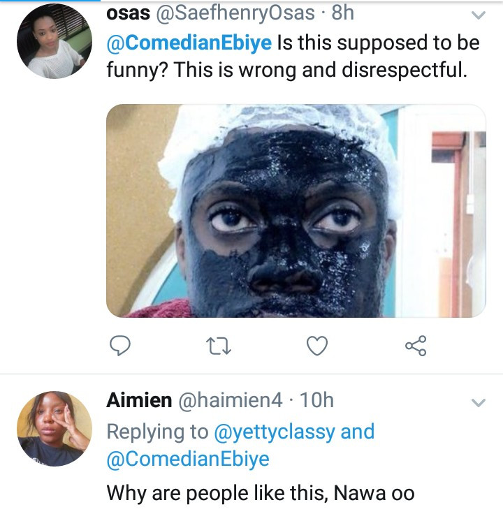 Comedian Ebiye dragged
