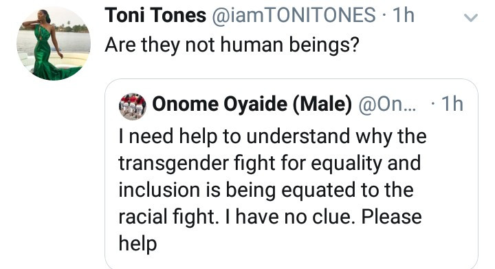 Toni Tones defends equality