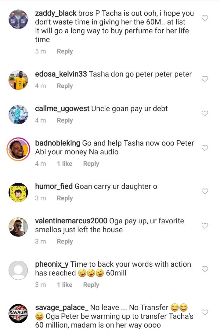 Bros P Tacha Is Out Go And Pay Your Debt Nigerians Storm Peter Okoye S Page To Remind Him To Fulfill His N60m Promise To Tacha Yabaleftonline