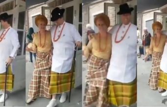 White couple rocking Nigerian attire