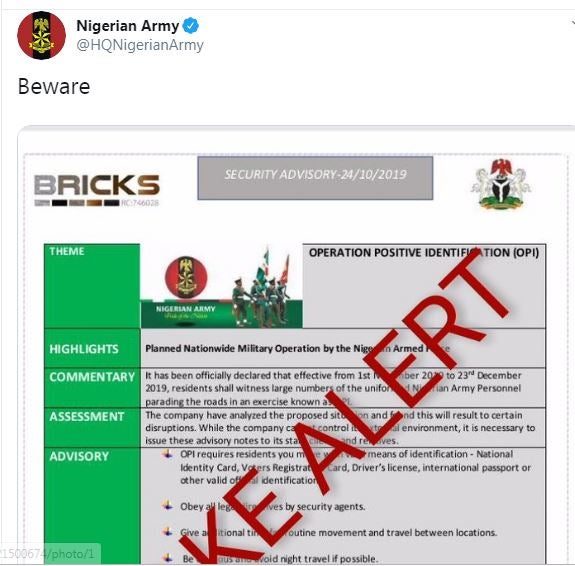 Nigerian army debunks