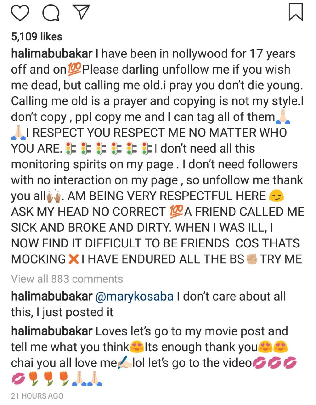 Halima Abubakar replies