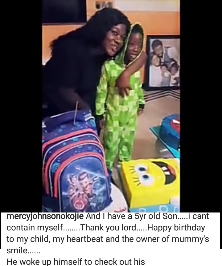 Mercy Johnson celebrates son